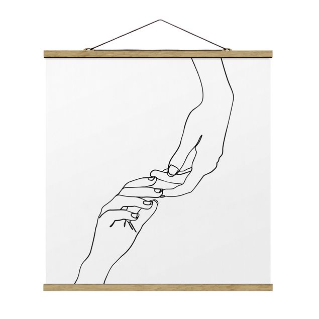 Prints abstract Line Art Hands Touching Black And White