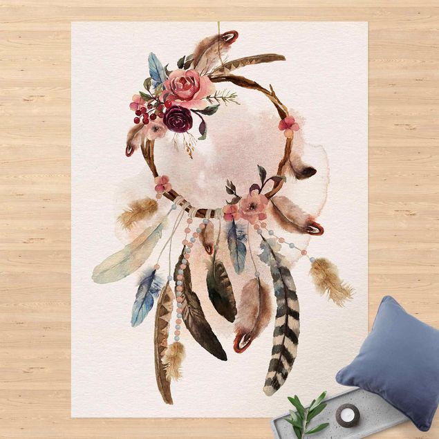 outdoor mat Dreamcatcher With Roses And Feathers