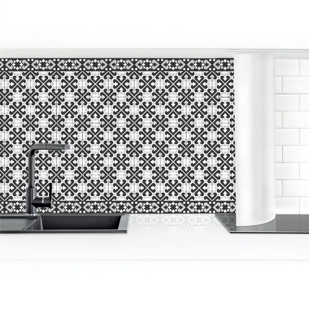Kitchen splashback tiles Geometrical Tile Mix Hearts Black