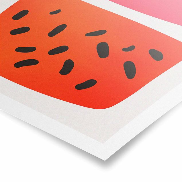 Red art prints Abstract Shapes - Melon And Pink