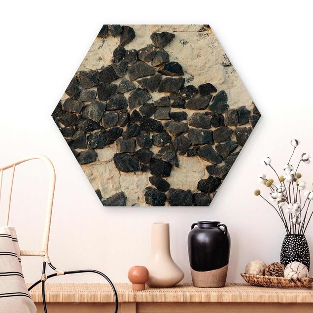 Kitchen Wall With Black Stones