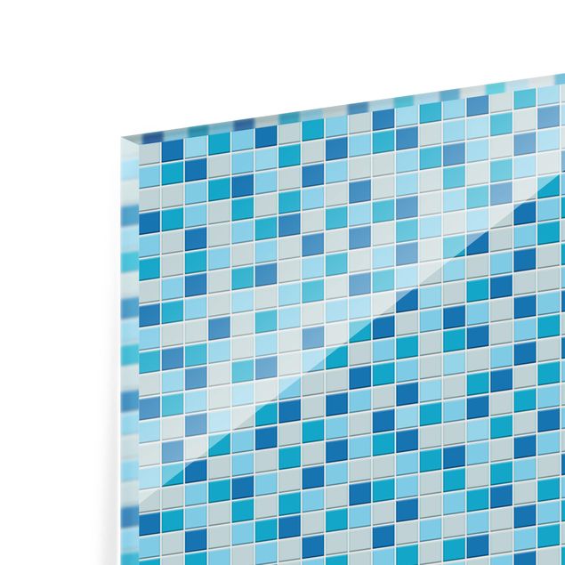 Glass Splashback - Mosaic Tiles Meeresrauschen - Panoramic