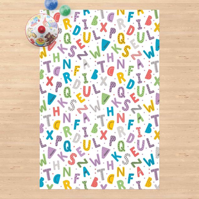 outdoor mat Alphabet With Hearts And Dots In Colourful