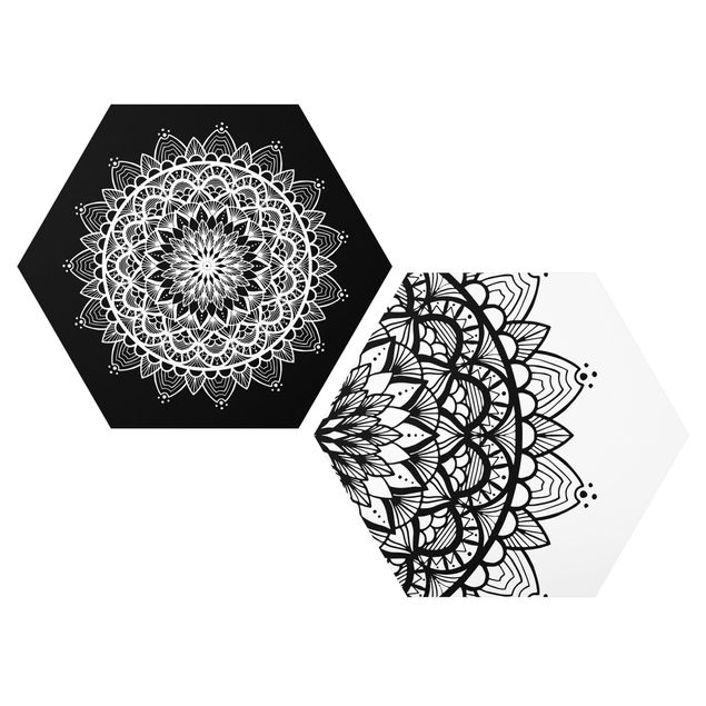 Prints patterns Mandala Illustration Shabby Set Black White