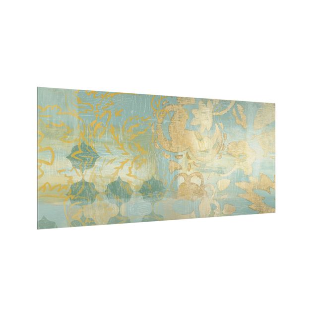 Glass splashback kitchen Moroccan Collage In Gold And Turquoise II