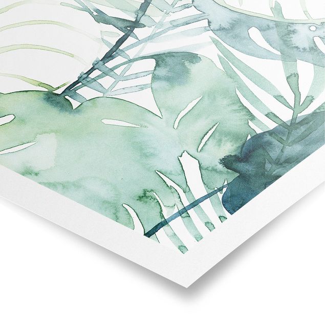 Prints green Palm Fronds In Water Color II