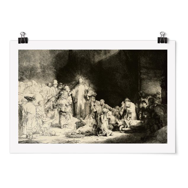 Art posters Rembrandt van Rijn - Christ healing the Sick. The Hundred Guilder