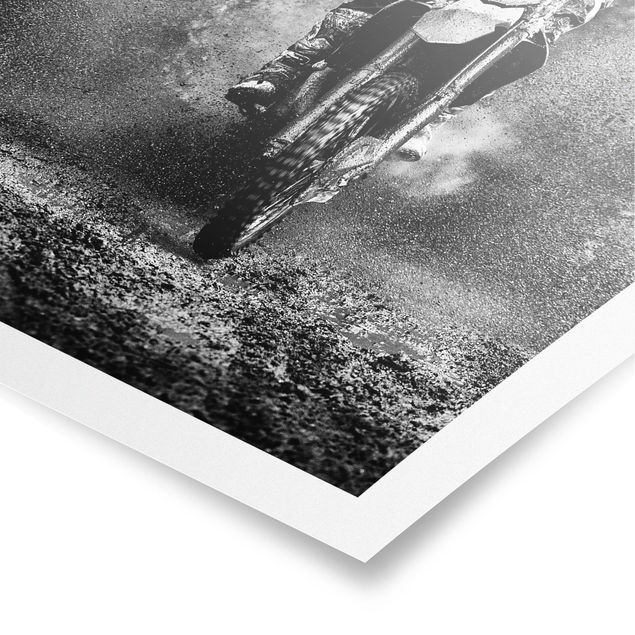 Black and white art Motocross In The Mud