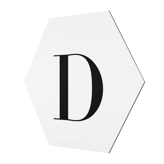 Hexagon photo prints Letter Serif White D