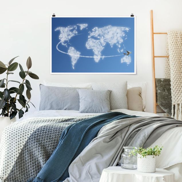 Posters maps World travel above the clouds