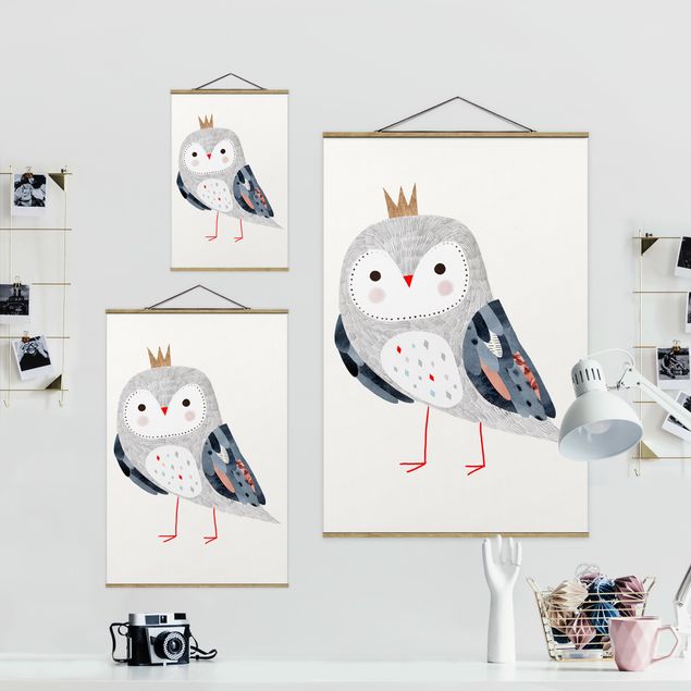 Fabric print with posters hangers Crowned Owl Light
