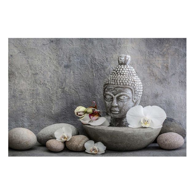 Orchid canvas Zen Buddha, Orchid And Stone