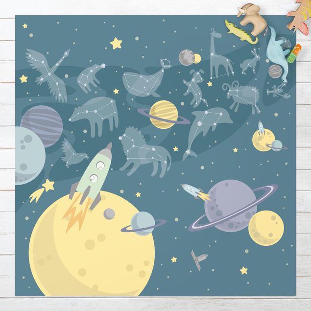 outdoor patio rugs Planets With Zodiac And Rockets