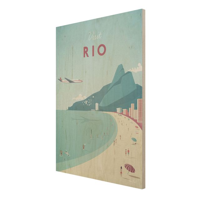 Wood prints beach Travel Poster - Rio De Janeiro