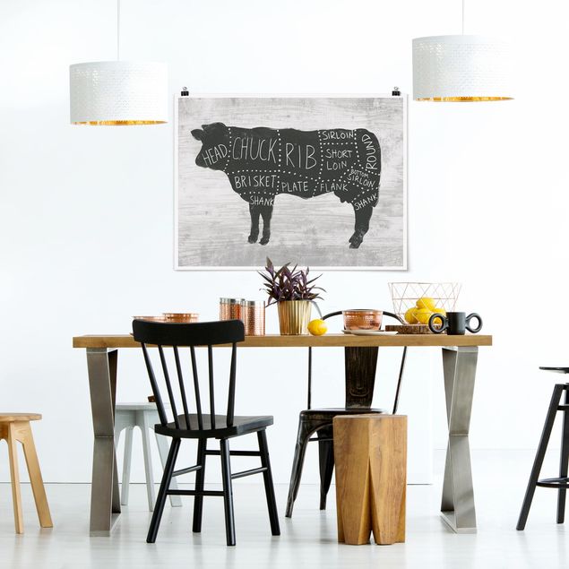 Animal wall art Butcher Board - Beef