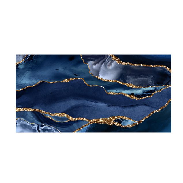 Modern rugs Golden Glitter Waves Blue backdrop