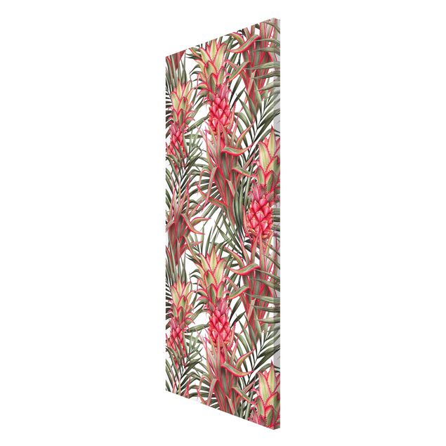 Vintage wall art Red Pineapple With Palm Leaves Tropical