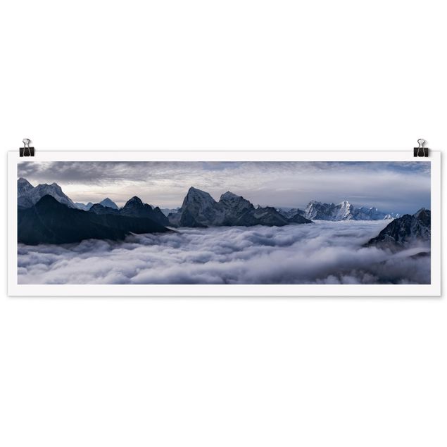Poster black white Sea Of ​​Clouds In The Himalayas