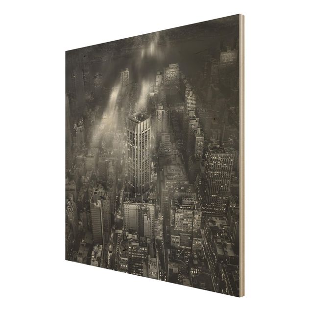 Wood photo prints Sunlight Over New York City