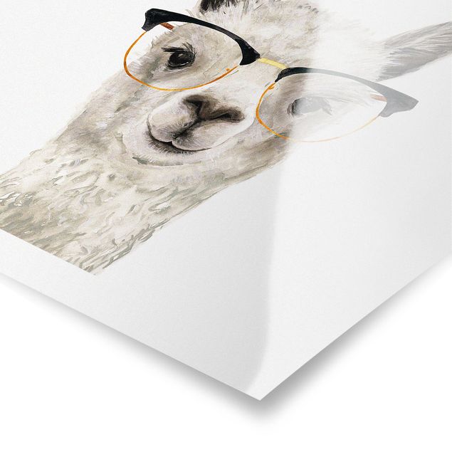 Posters animals Hip Lama With Glasses I