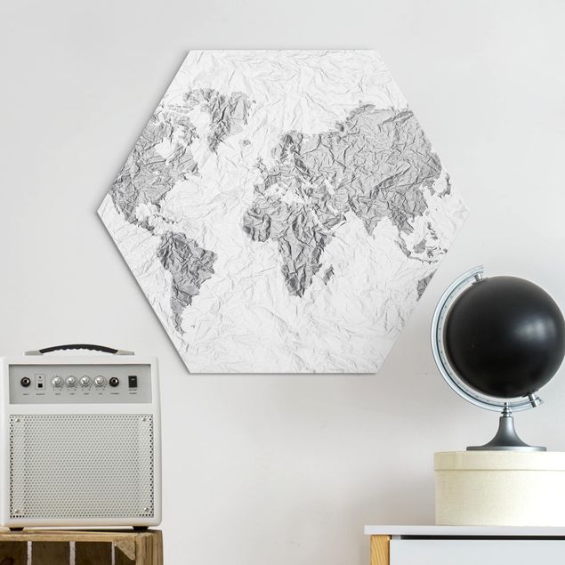 Kitchen Paper World Map White Grey
