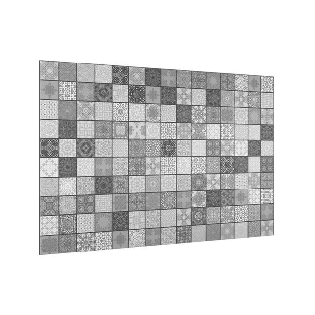 Glass splashback patterns Grey Mediterranian Tiles With Dark Joints