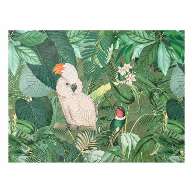 Art prints Vintage Collage - Kakadu And Hummingbird