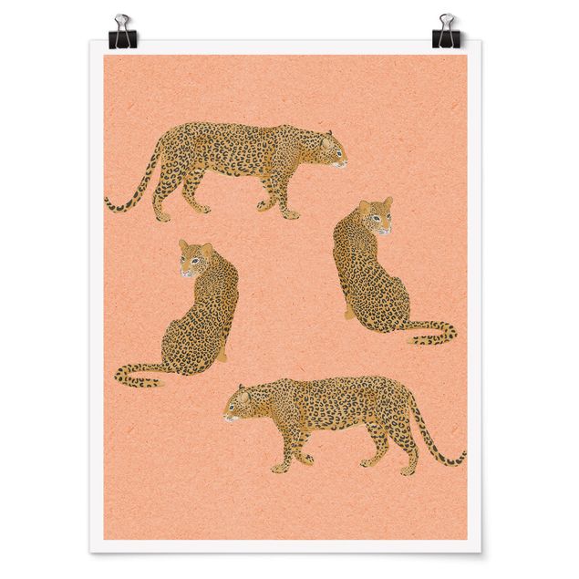 Posters art print Illustration Leopard Pink Painting