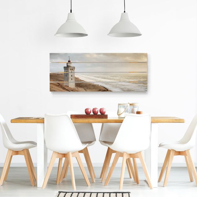 Wood prints beach Lighthouse In Denmark