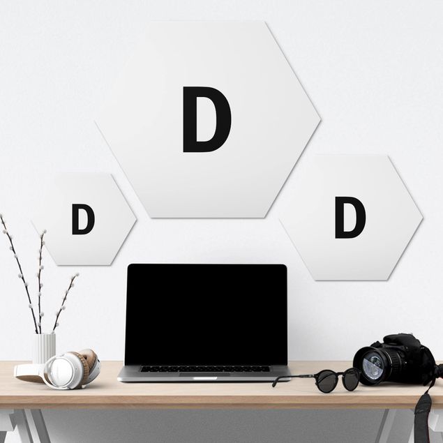 Alu-Dibond hexagon - Letter White D