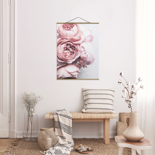 Floral canvas Light Pink Peony Flowers Shabby Pastel