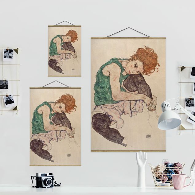 Prints portrait Egon Schiele - Sitting Woman With A Knee Up