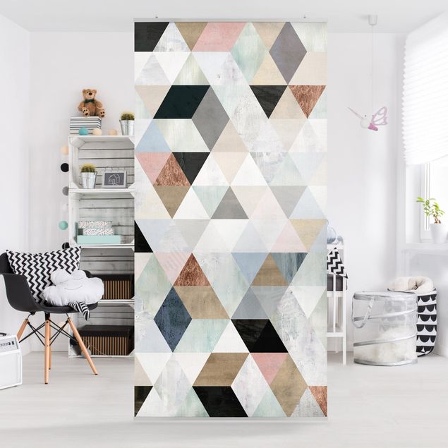 Room divider - Watercolour Mosaic With Triangles I