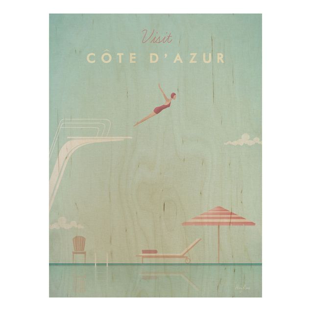 Wood prints landscape Travel Poster - Côte D'Azur