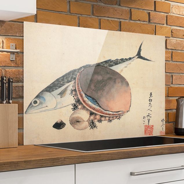 Kitchen Katsushika Hokusai - Mackerel And Sea Shells