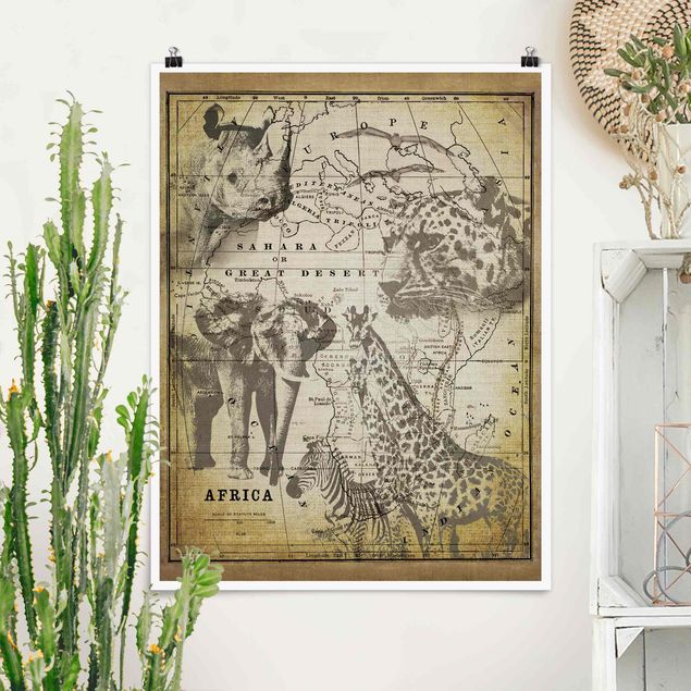 Kitchen Vintage Collage - Africa Wildlife