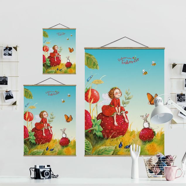 Red canvas wall art Little Strawberry Strawberry Fairy - Enchanting