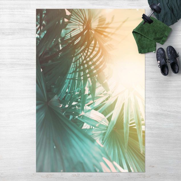 outdoor patio rugs Tropical Plants Palm Trees At Sunset