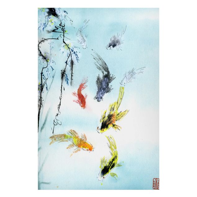 Prints fishes Japanese Watercolour Drawing Goldfish I