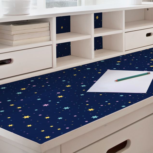 Adhesive films for furniture frosted Nightsky Children Pattern With Colourful Stars