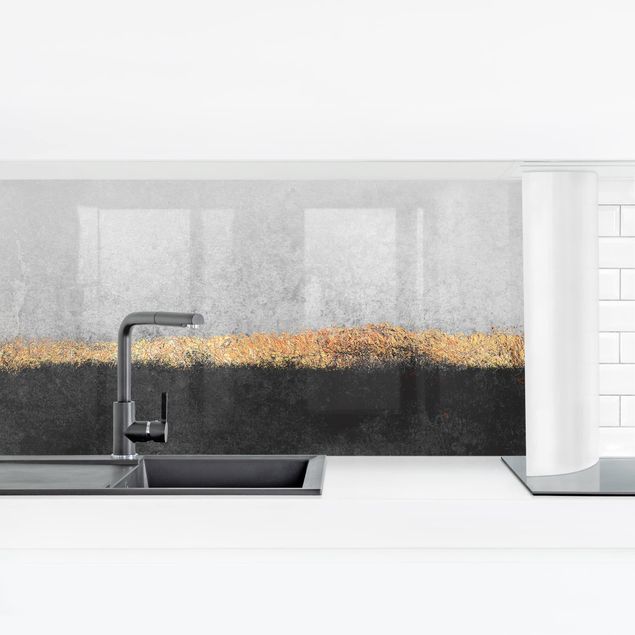 Kitchen splashback abstract Abstract Golden Horizon Black And White