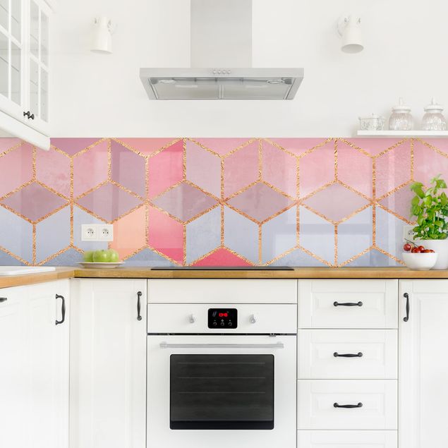 Kitchen splashback abstract Colourful Pastel Golden Geometrie