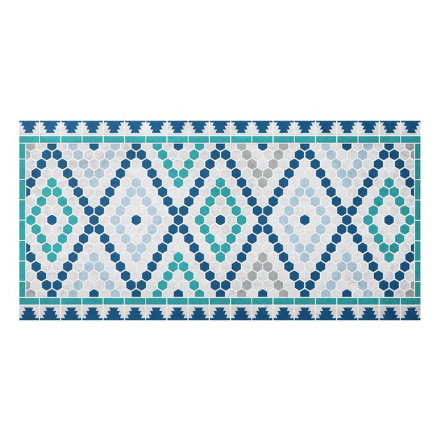 Glass splashback Moroccan tile pattern turquoise blue