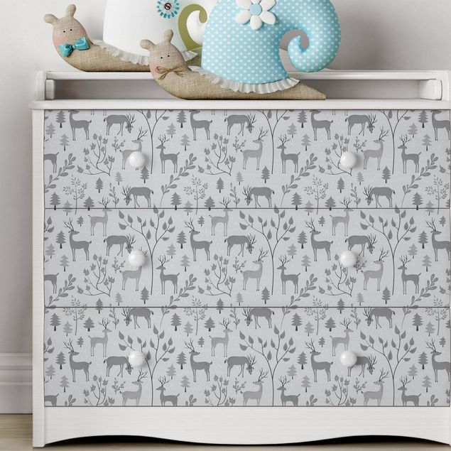Nursery decoration Sweet Deer Pattern In Different Shades Of Grey