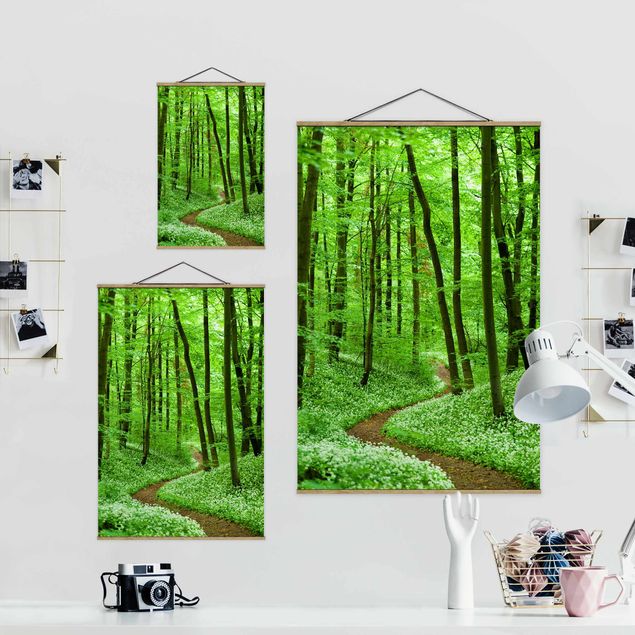 Green canvas wall art Romantic Forest Track