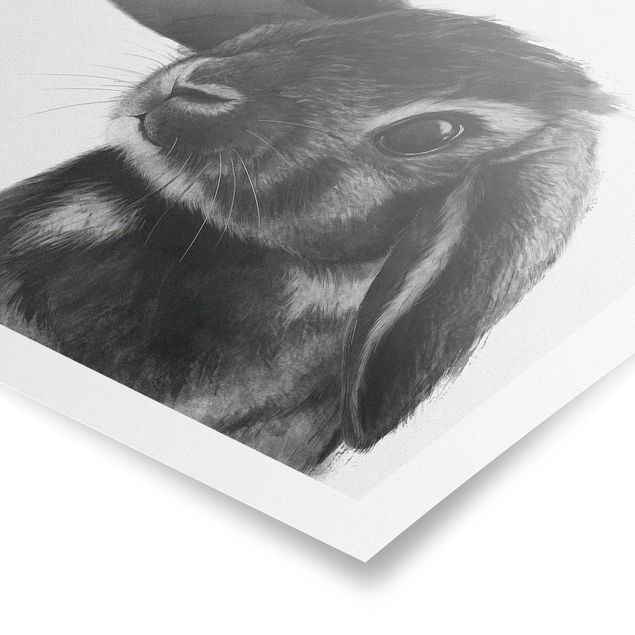 Black and white wall art Illustration Rabbit Black And White Drawing