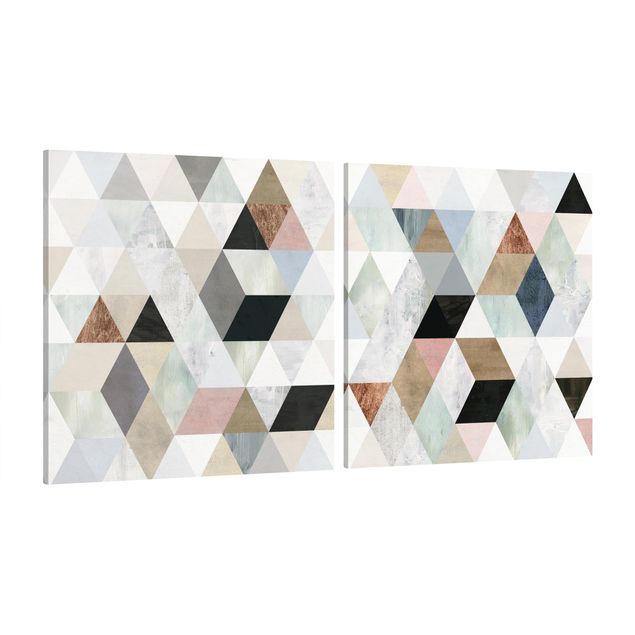 Canvas prints patterns Watercolour Mosaic With Triangles Set I