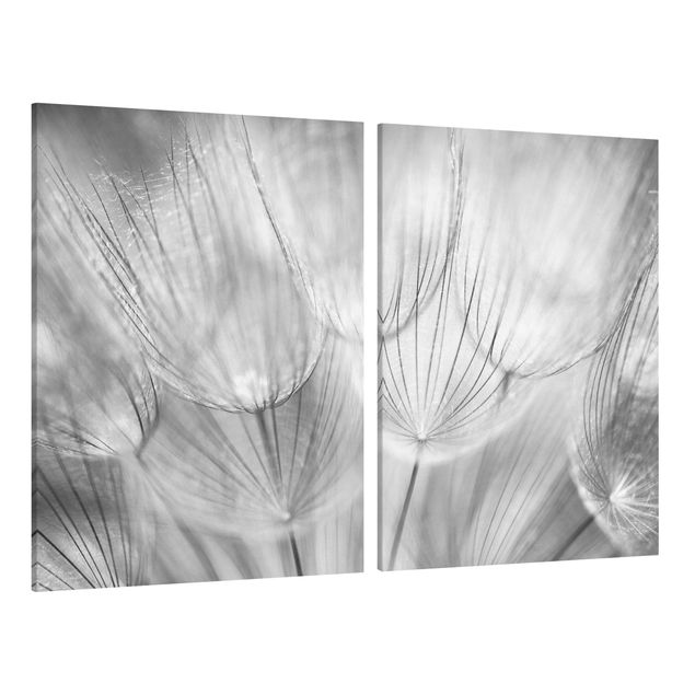 Canvas black and white Dandelions Macro Shot In Black And White