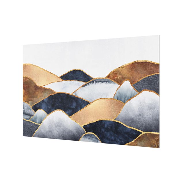 Glass splashback abstract Golden Mountains Watercolor