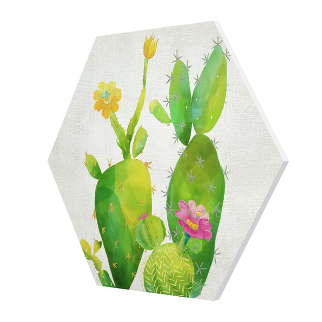 Wall art yellow Cactus Family In Pink And Yellow